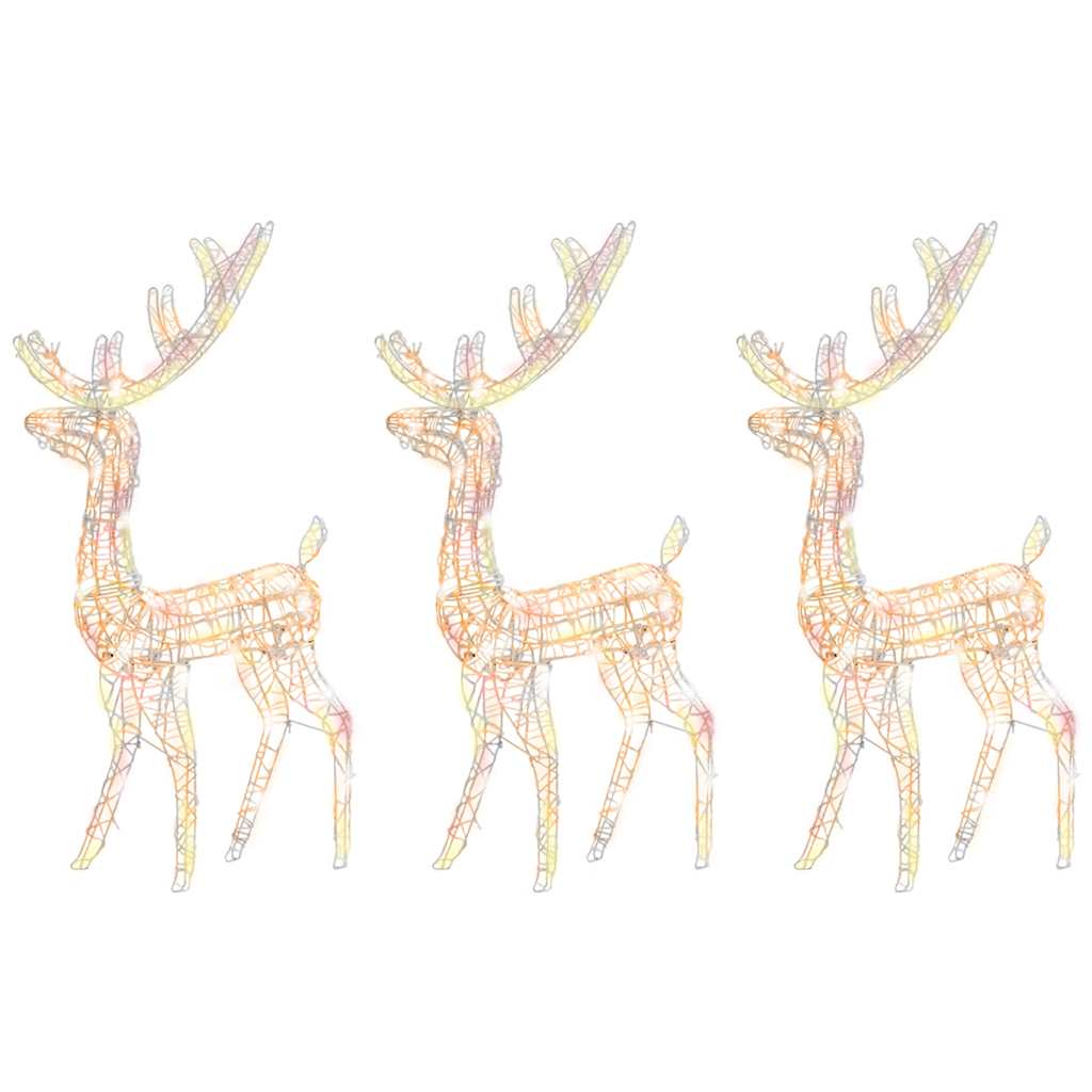 Rentier Weihnachtsdekoration Acryl 3 Stk. 120 cm Mehrfarbig
