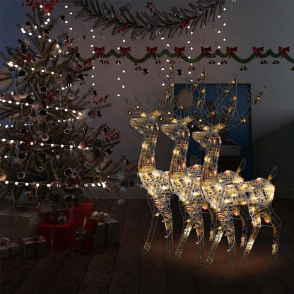 Rentier Weihnachtsdekoration Acryl 3 Stk. 128 cm Mehrfarbig