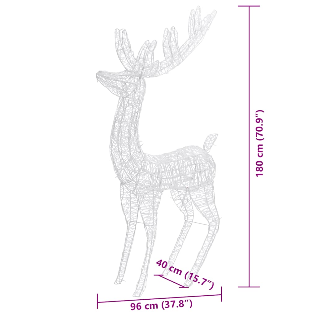 XXL Rentiere Weihnachtsdekoration Acryl 250 LED 3 Stk. 180 cm