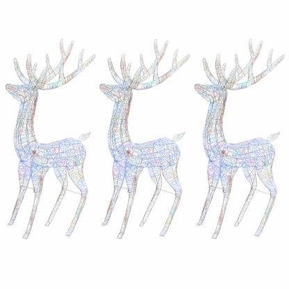 XXL Rentiere Weihnachtsdekoration Acryl 250 LED 3 Stk. 180 cm