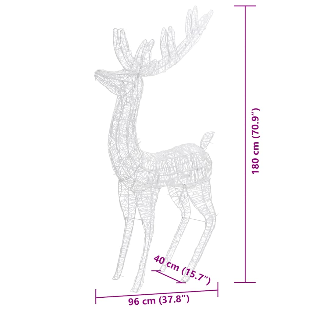 XXL Rentiere Weihnachtsdekoration Acryl 250 LED 3 Stk. 180 cm