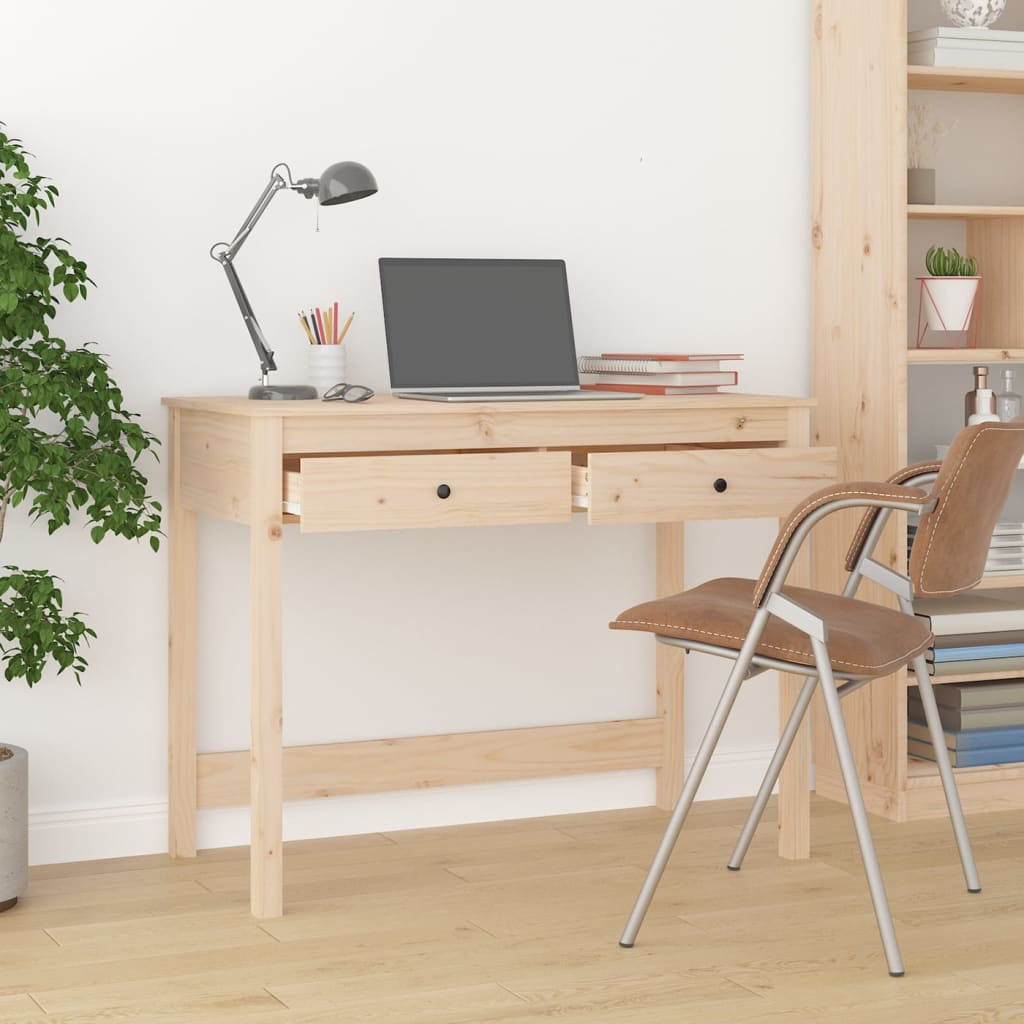 Bureau avec tiroirs 100x50x78 cm en bois de pin massif