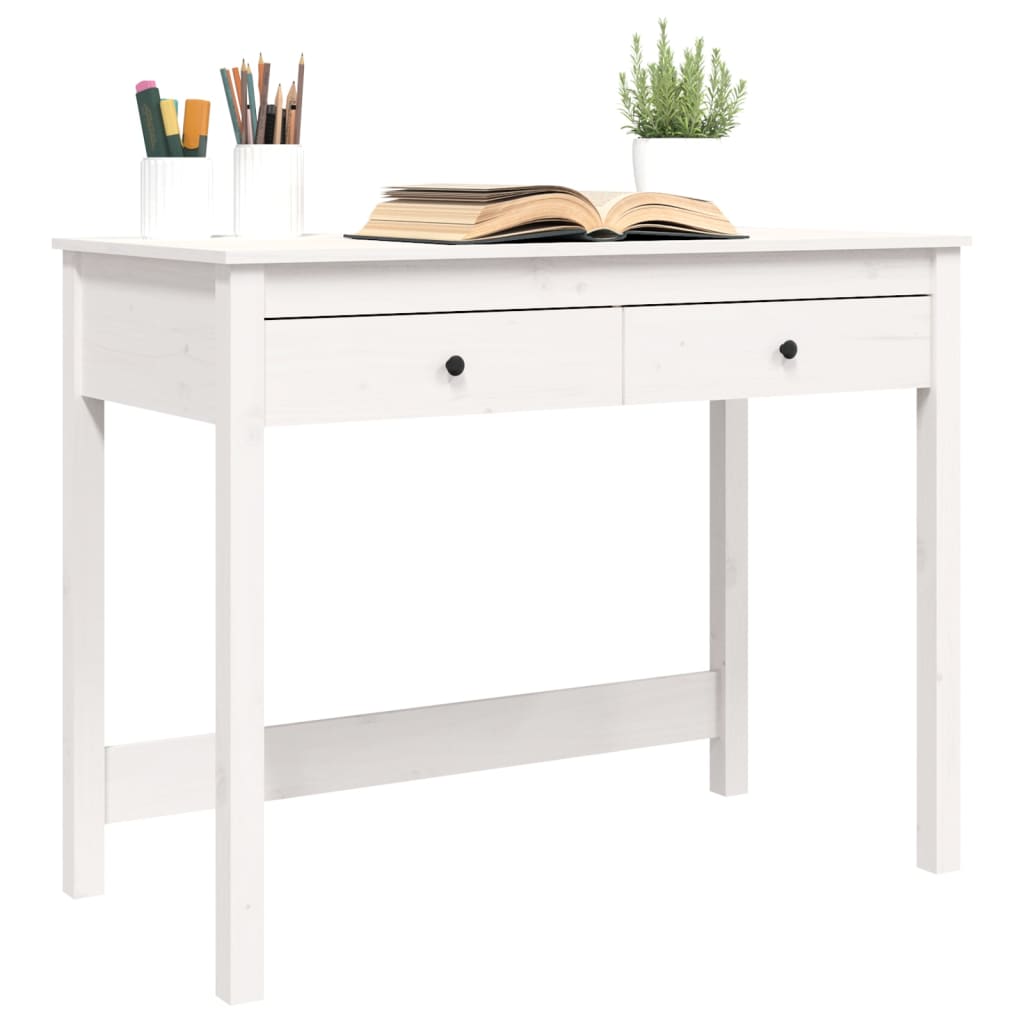 Bureau avec tiroirs blanc 100x50x78 cm bois de pin massif