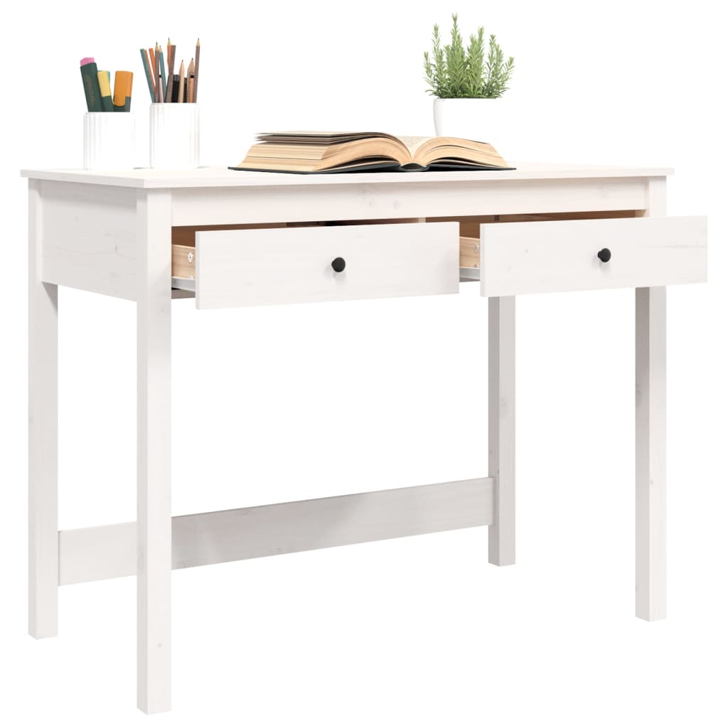 Bureau avec tiroirs blanc 100x50x78 cm bois de pin massif