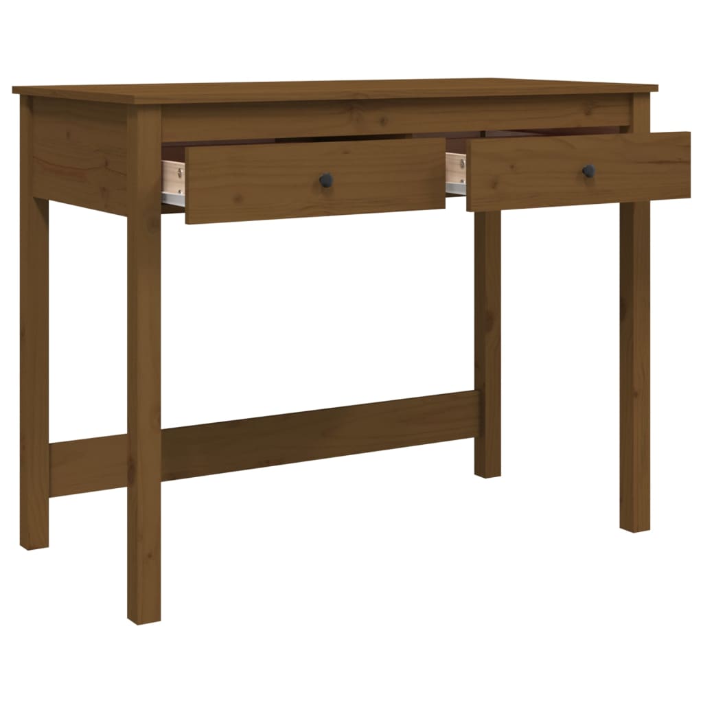 Bureau avec tiroirs marron miel 100x50x78 cm bois massif