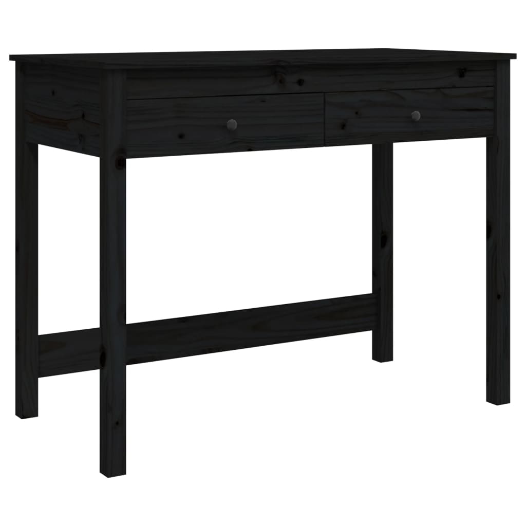 Bureau avec tiroirs noir 100x50x78 cm bois massif