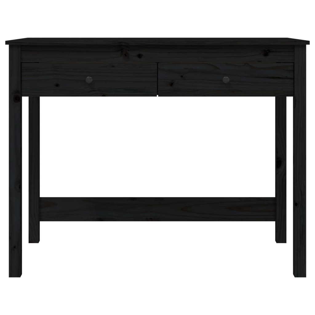 Bureau avec tiroirs noir 100x50x78 cm bois massif