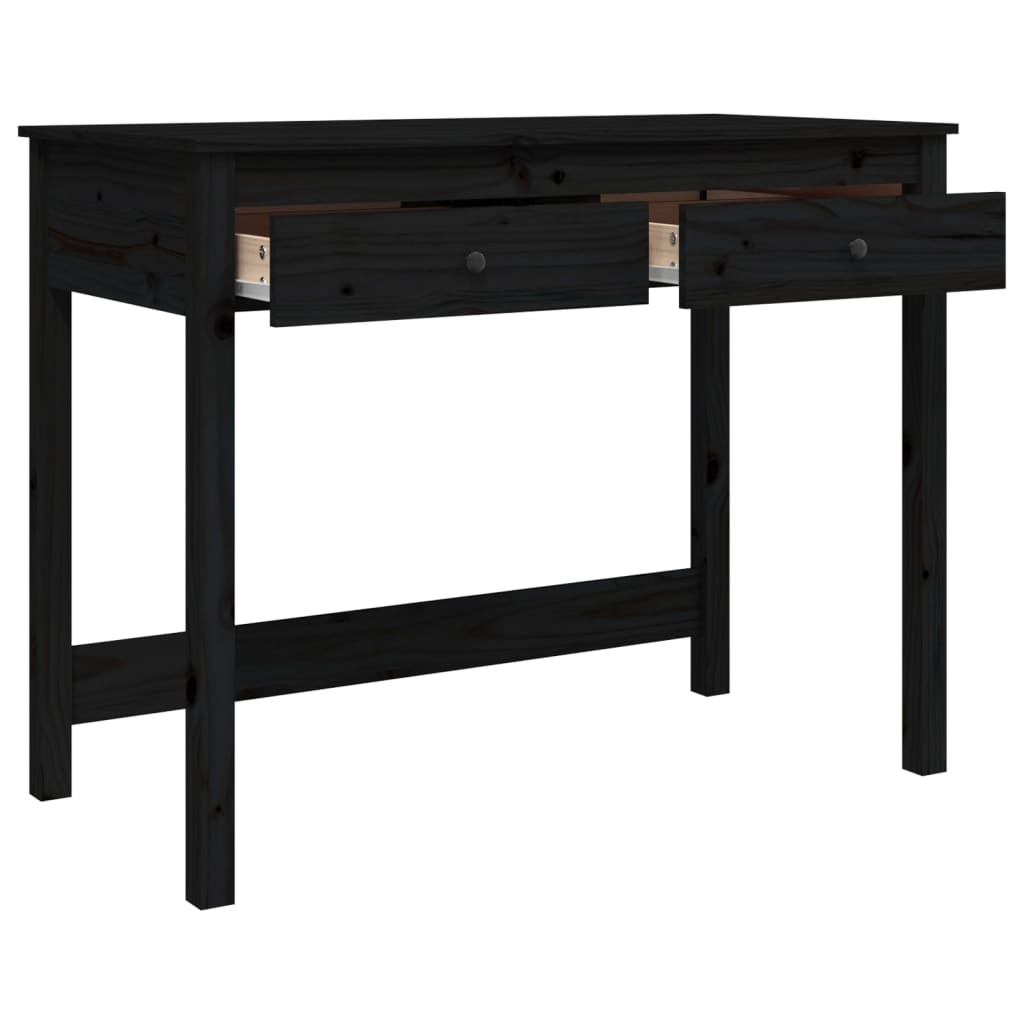 Bureau avec tiroirs noir 100x50x78 cm bois massif