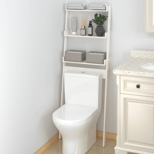 Toilet Shelf White 63.5x32x179 cm Solid Pine Wood