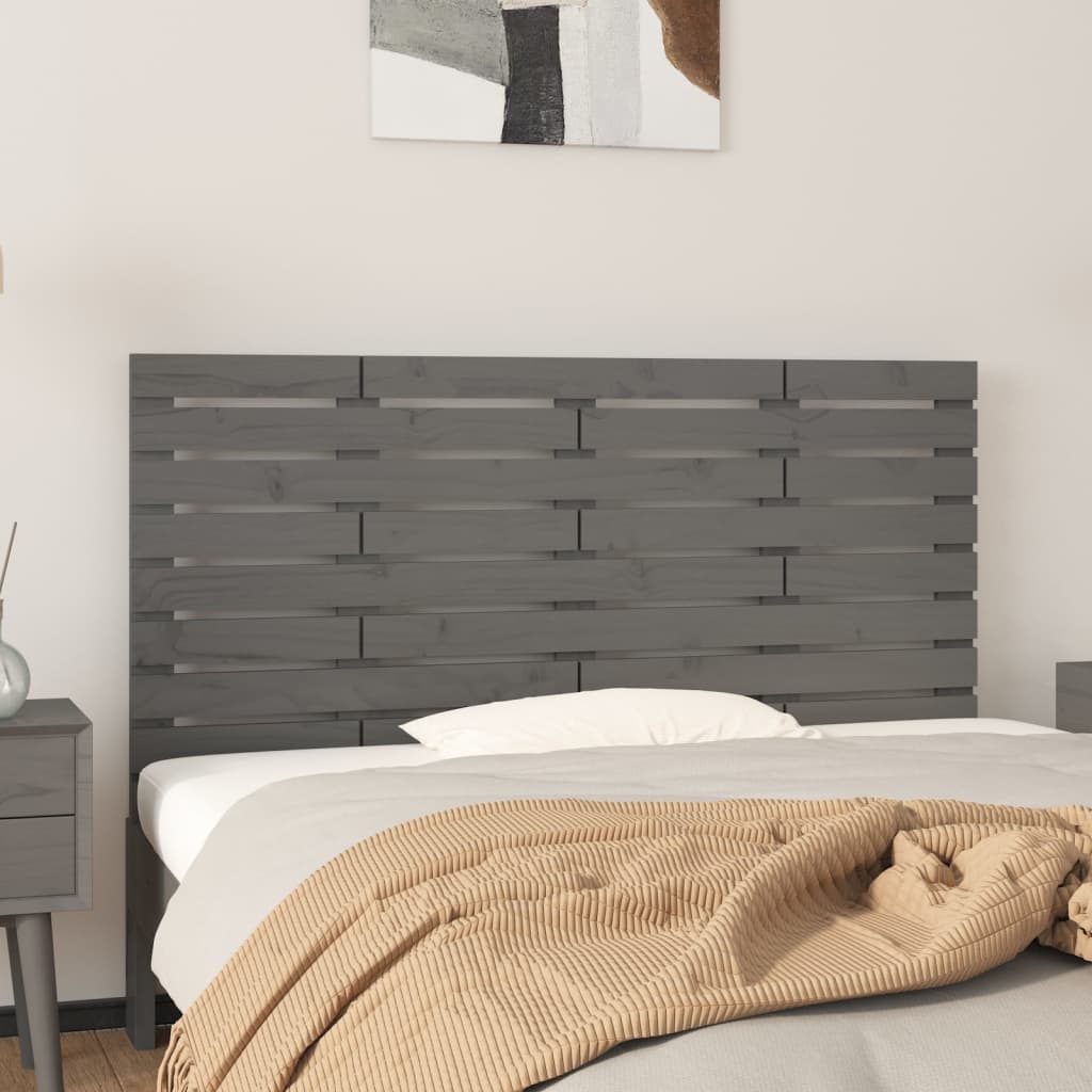 Tête de lit murale grise 126x3x63 cm en pin massif