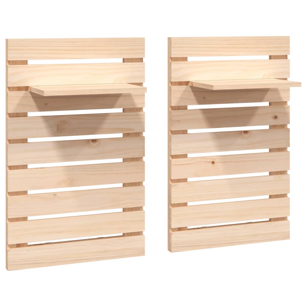 Tables de chevet avec étagère murale 2 pcs. Bois de pin massif