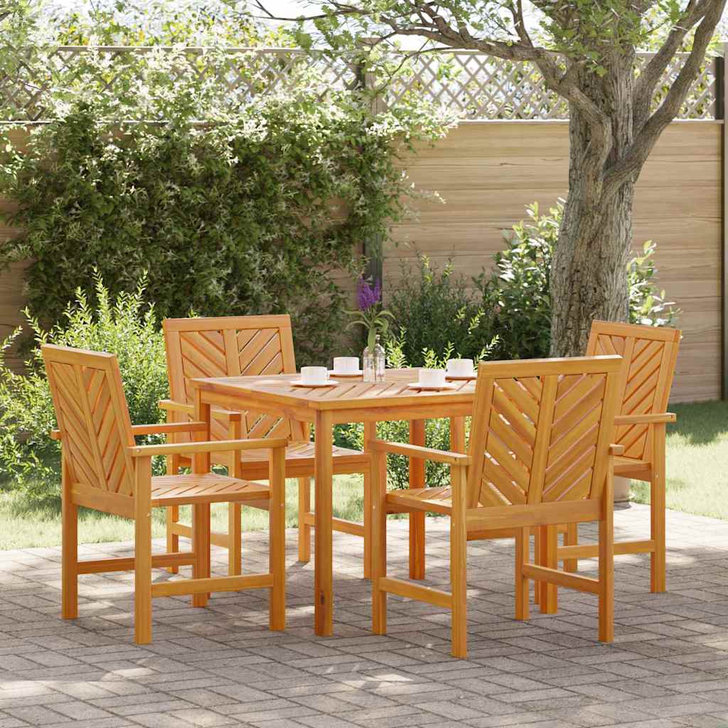 Garten Essgruppe 5 Stk. Braun Massivholz Akazie