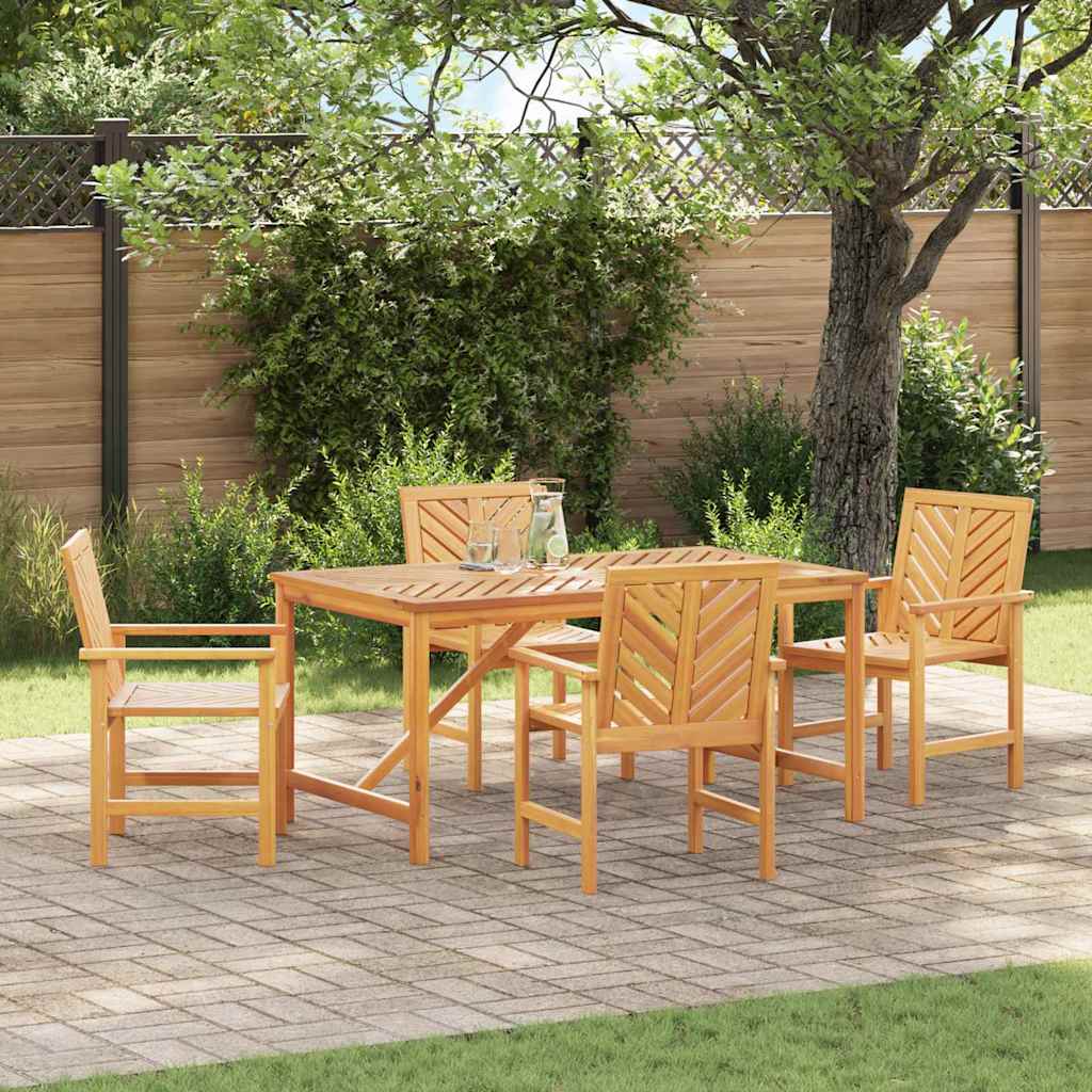 Garten Essgruppe 5 Stk. Braun Massivholz Akazie