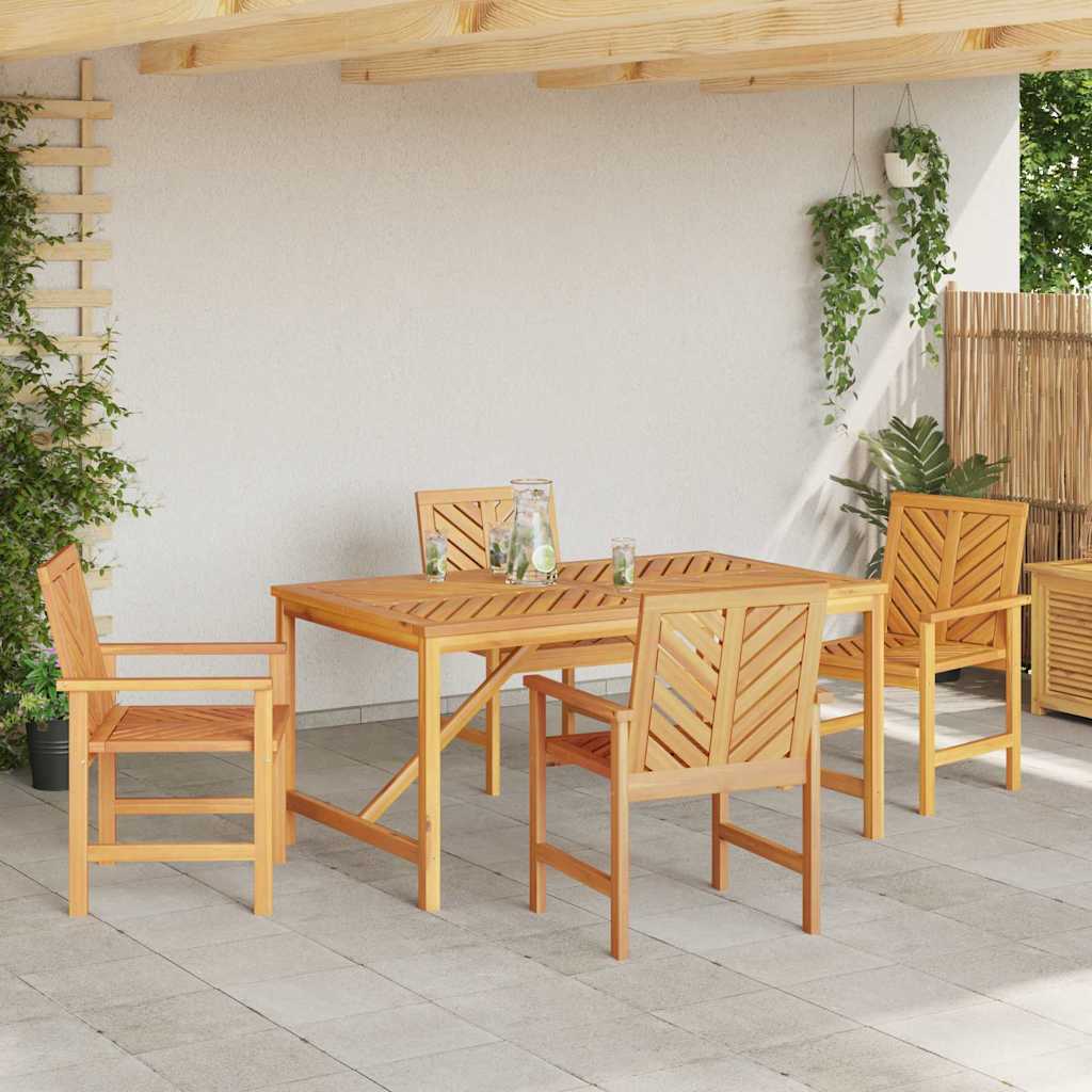 Garten Essgruppe 5 Stk. Braun Massivholz Akazie