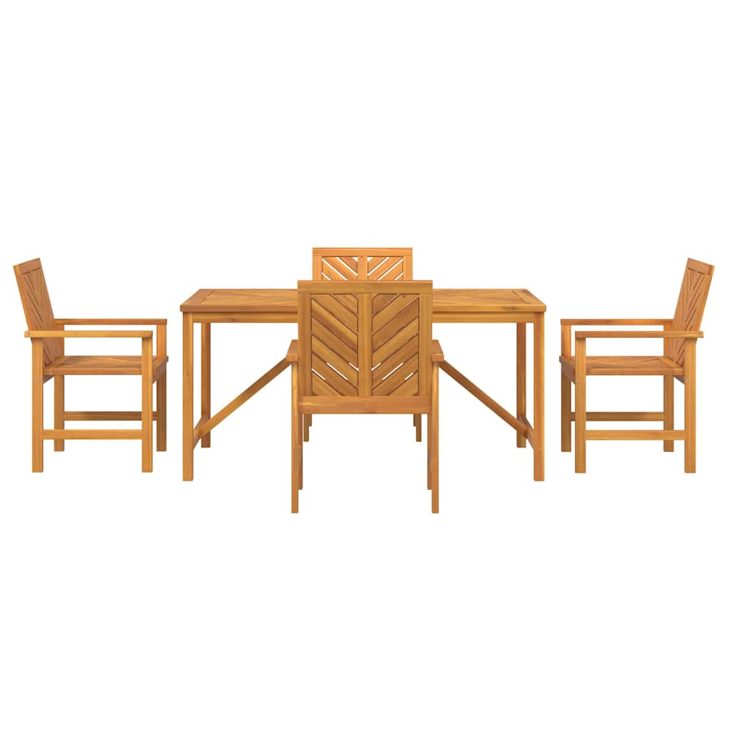 Garten Essgruppe 5 Stk. Braun Massivholz Akazie