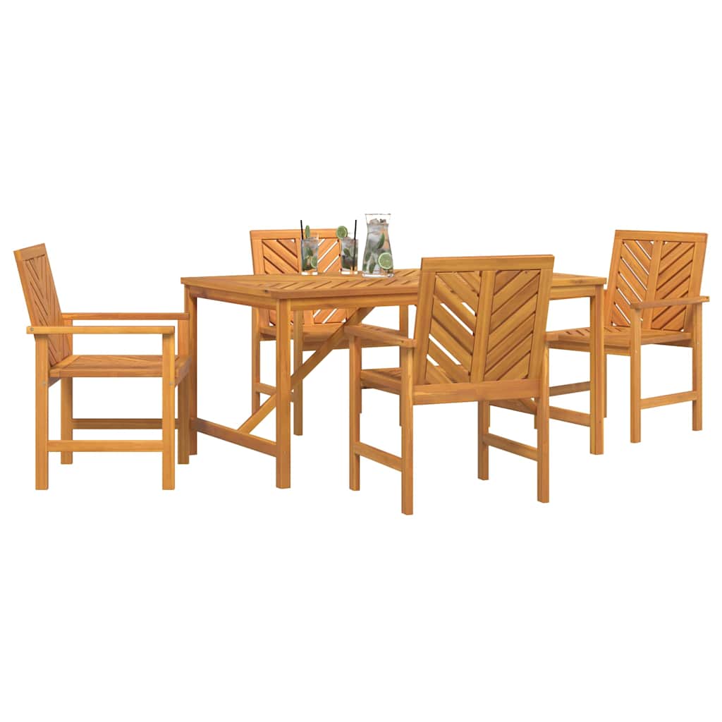 Garten Essgruppe 5 Stk. Braun Massivholz Akazie