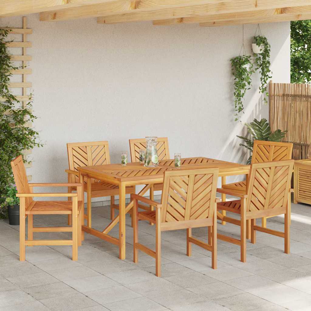 Garten Essgruppe 7 Stk. Braun Massivholz Akazie