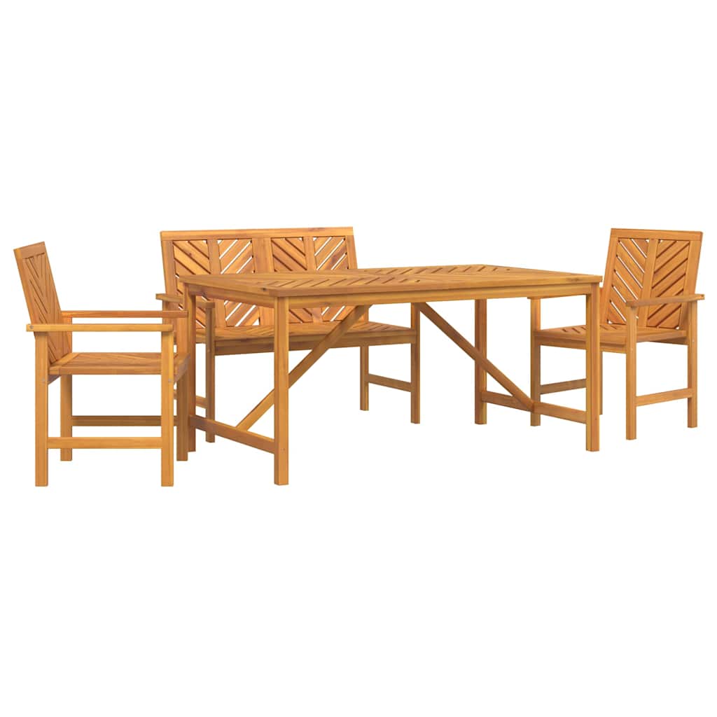 Garten Essgruppe 4 Stk. Braun Massivholz Akazie