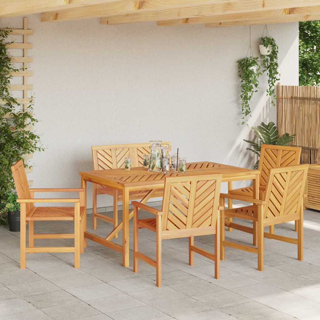 Garten Essgruppe 6 Stk. Braun Massivholz Akazie
