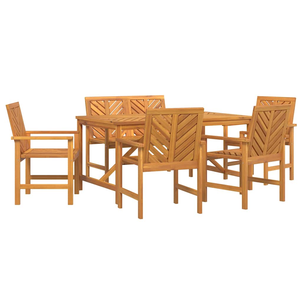 Garten Essgruppe 6 Stk. Braun Massivholz Akazie