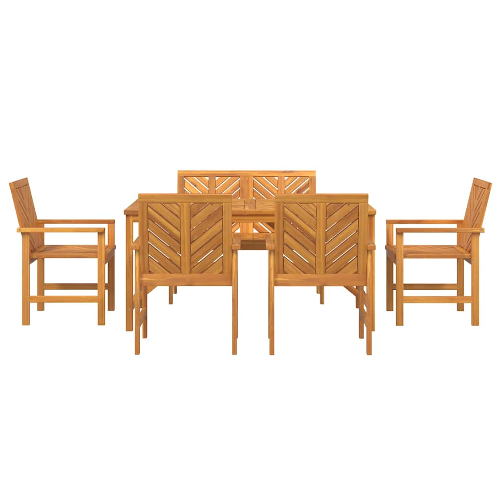 Garten Essgruppe 6 Stk. Braun Massivholz Akazie