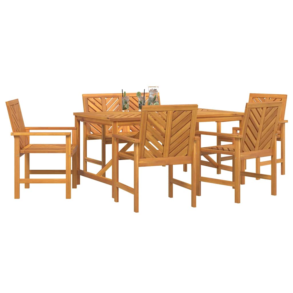 Garten Essgruppe 6 Stk. Braun Massivholz Akazie