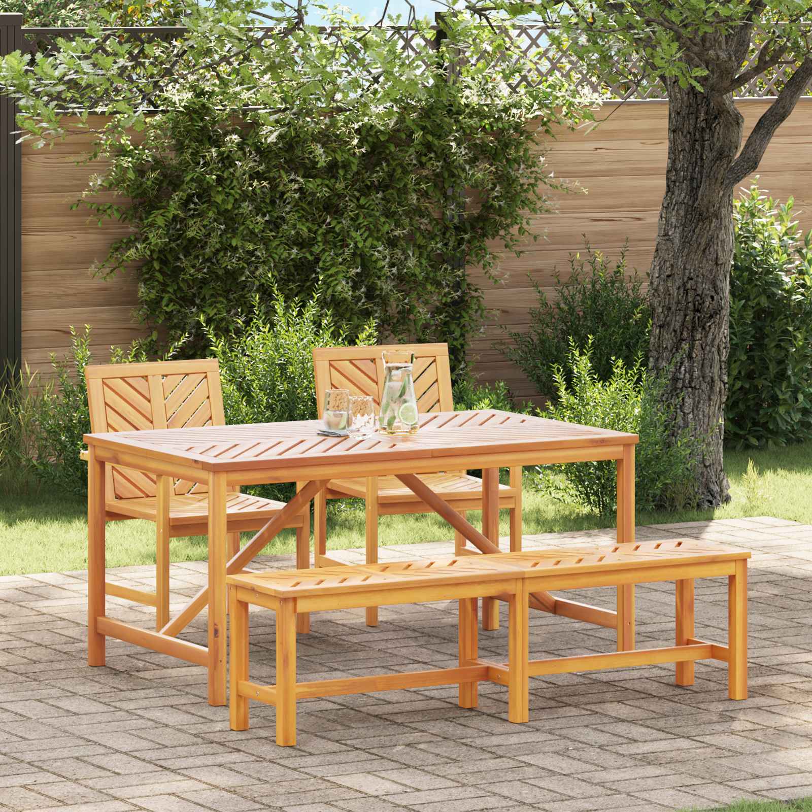 Garten Essgruppe 4 Stk. Braun Massivholz Akazie