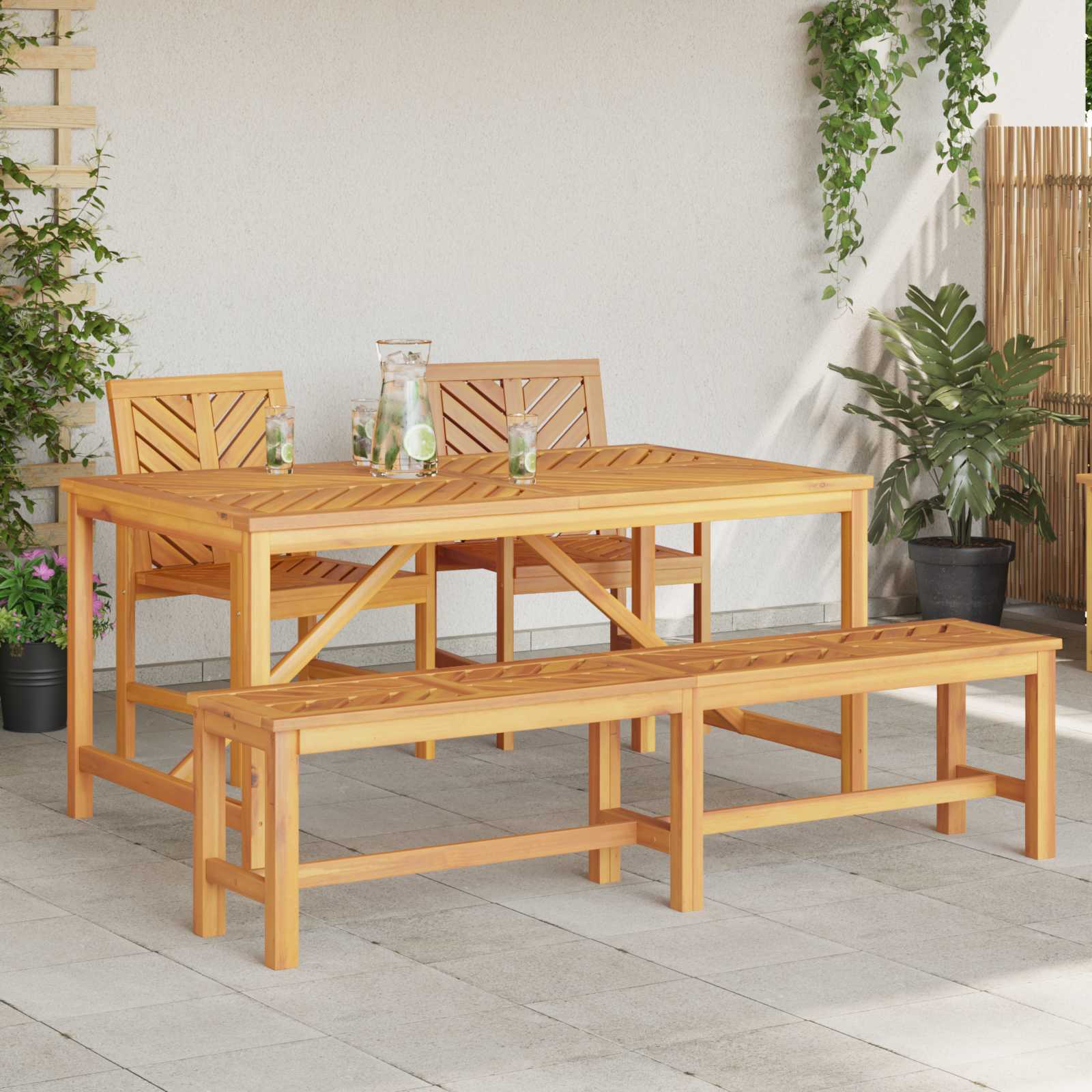 Garten Essgruppe 4 Stk. Braun Massivholz Akazie