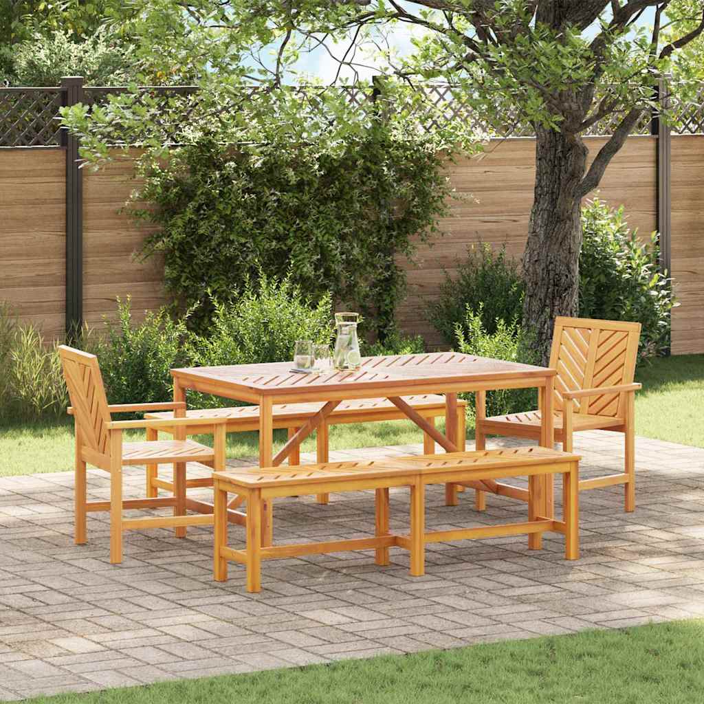 Garten Essgruppe 5 Stk. Braun Massivholz Akazie