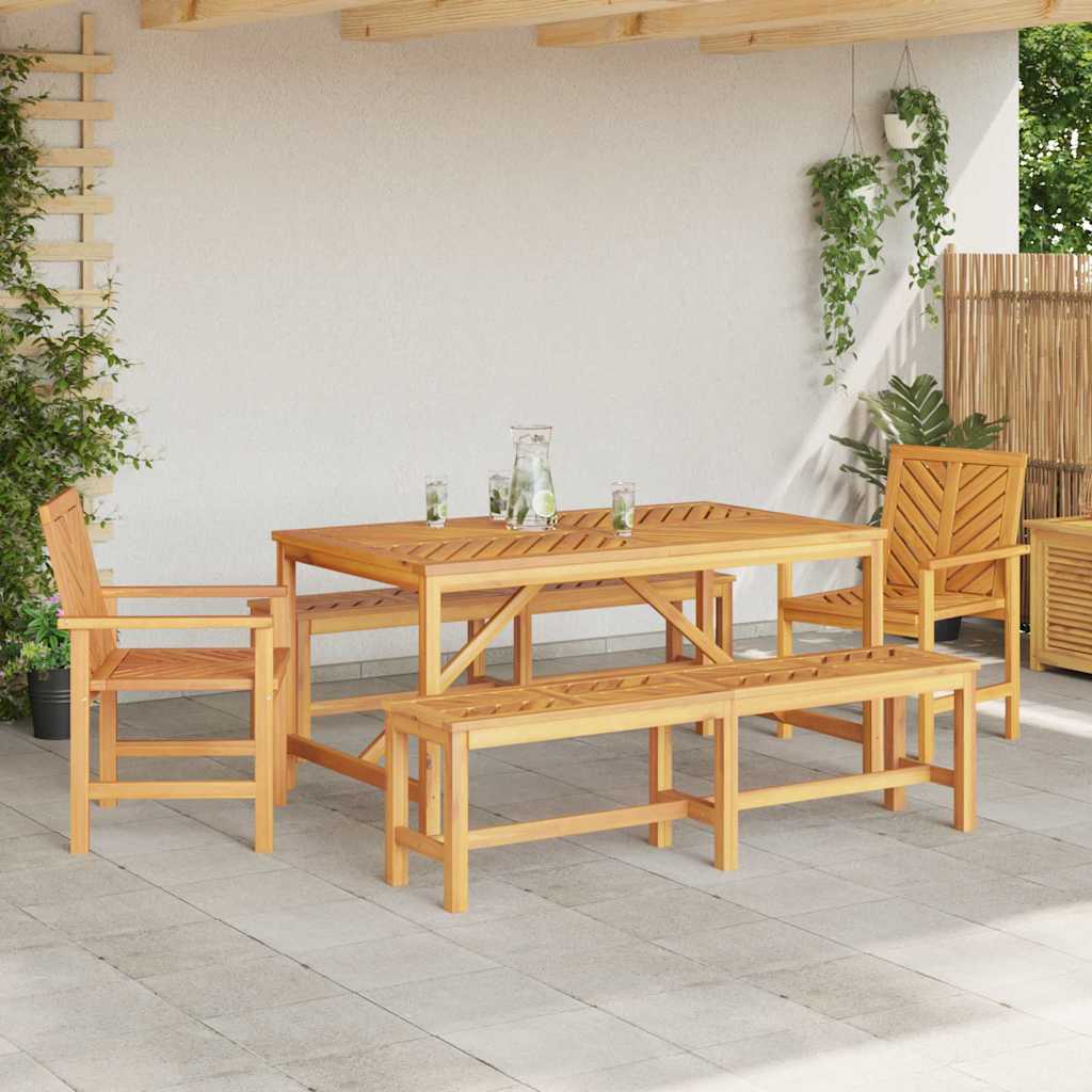 Garten Essgruppe 5 Stk. Braun Massivholz Akazie