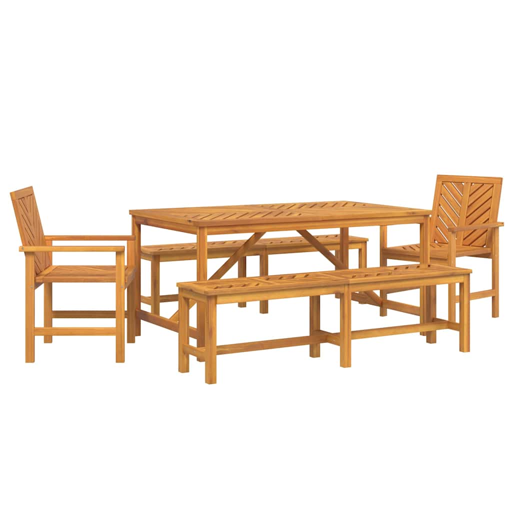 Garten Essgruppe 5 Stk. Braun Massivholz Akazie