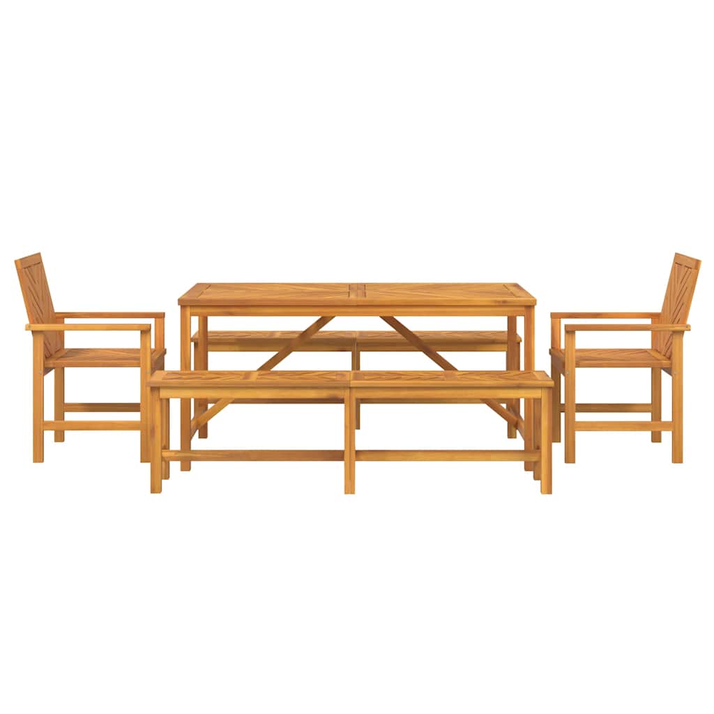 Garten Essgruppe 5 Stk. Braun Massivholz Akazie