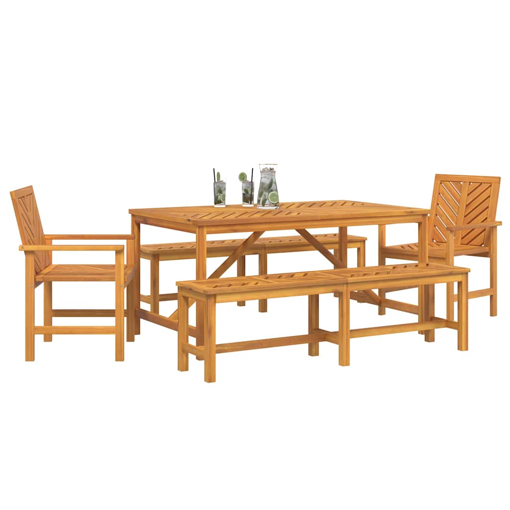 Garten Essgruppe 5 Stk. Braun Massivholz Akazie