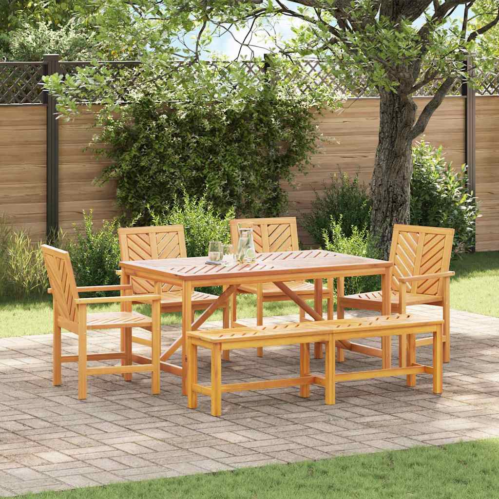 Garten Essgruppe 6 Stk. Braun Massivholz Akazie