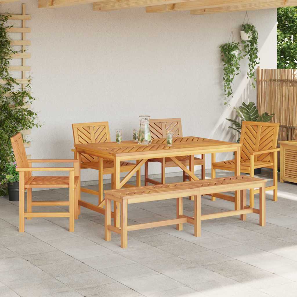 Garten Essgruppe 6 Stk. Braun Massivholz Akazie