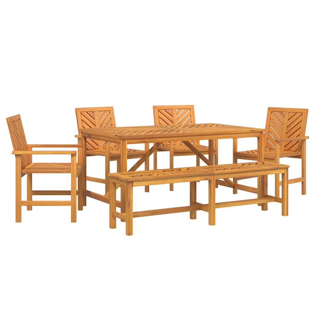 Garten Essgruppe 6 Stk. Braun Massivholz Akazie