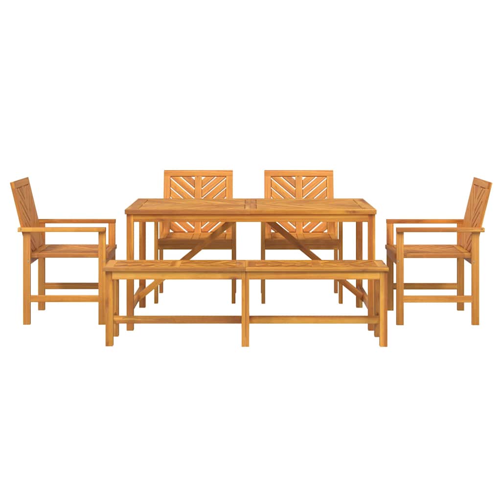 Garten Essgruppe 6 Stk. Braun Massivholz Akazie