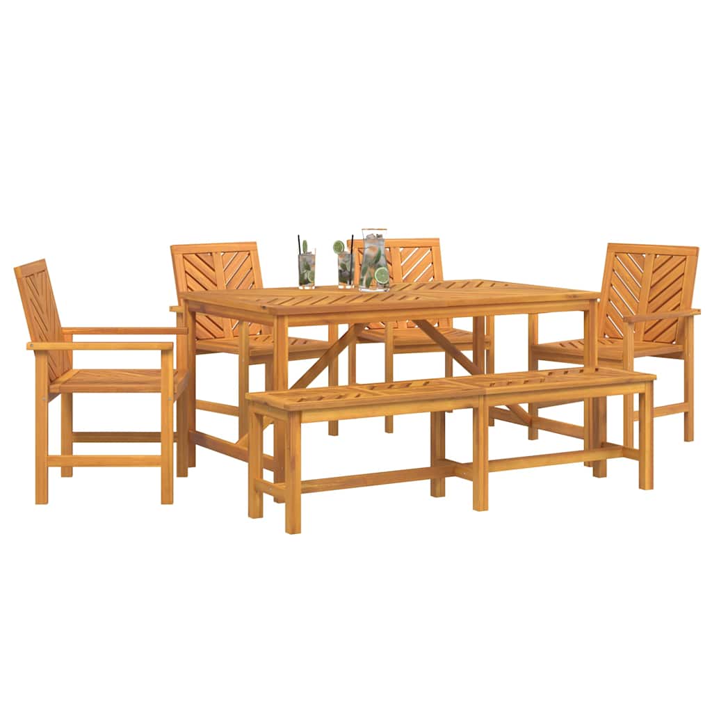 Garten Essgruppe 6 Stk. Braun Massivholz Akazie