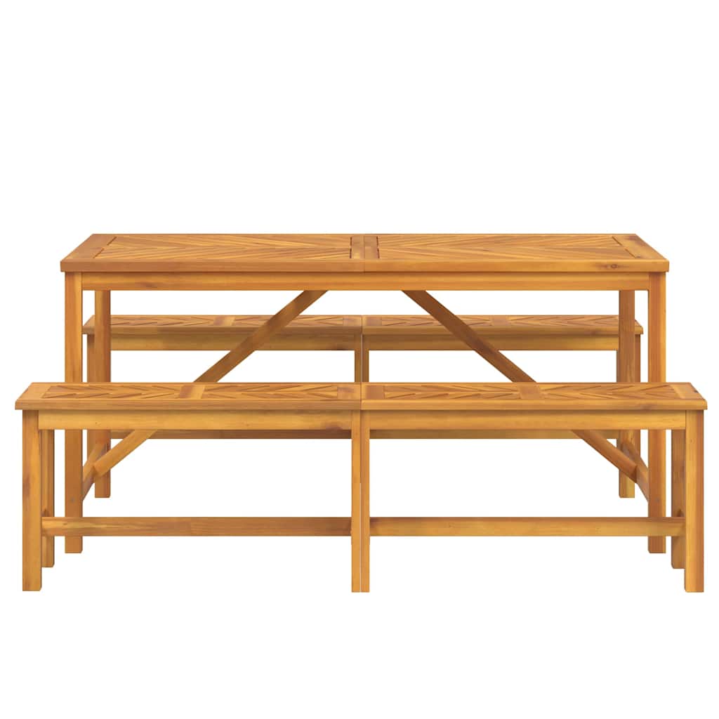 Garten Essgruppe 3 Stk. Braun Massivholz Akazie