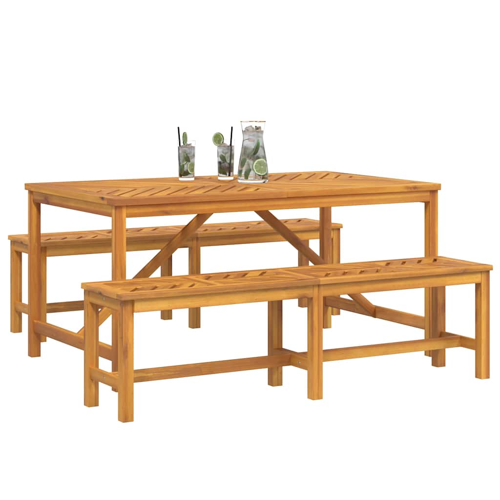 Garten Essgruppe 3 Stk. Braun Massivholz Akazie