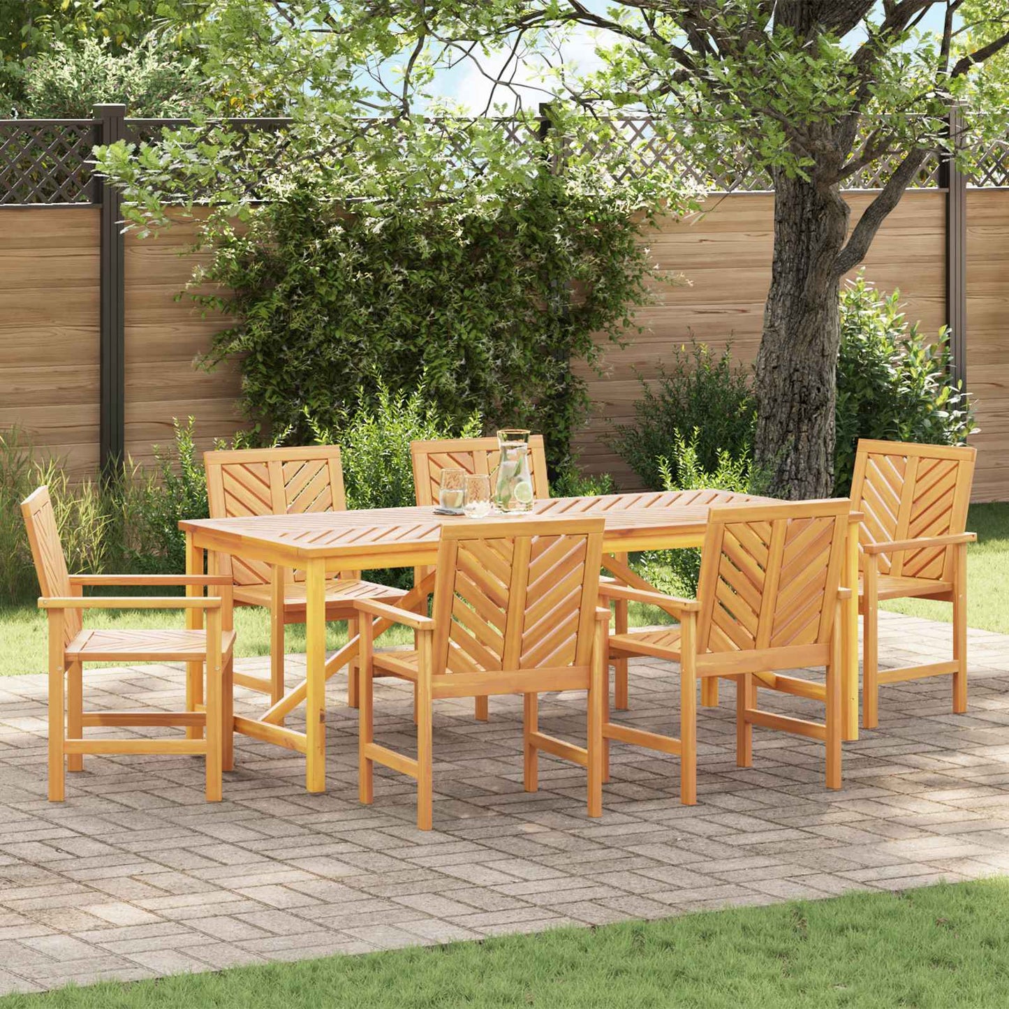 Garten Essgruppe 7 Stk. Braun Massivholz Akazie