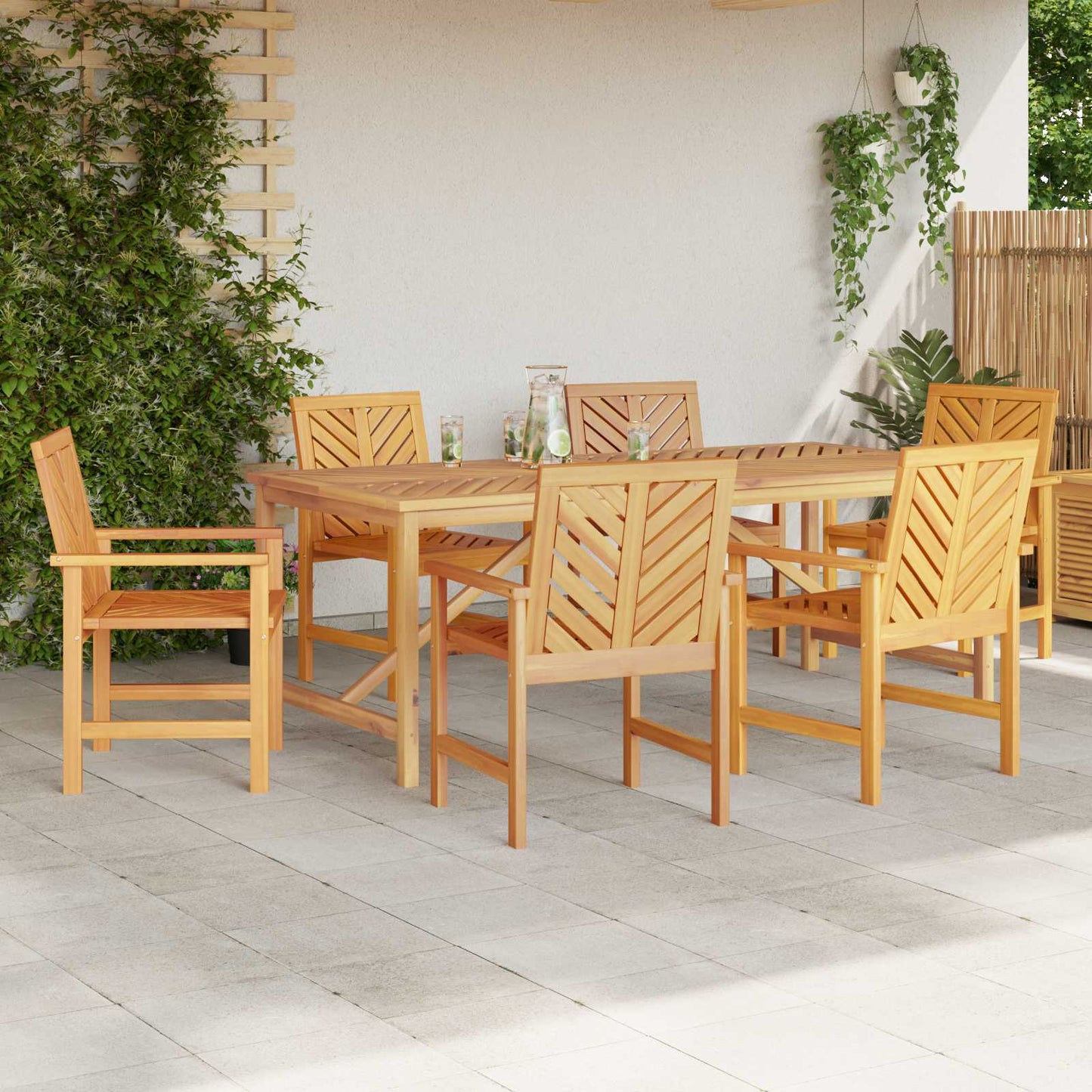 Garten Essgruppe 7 Stk. Braun Massivholz Akazie