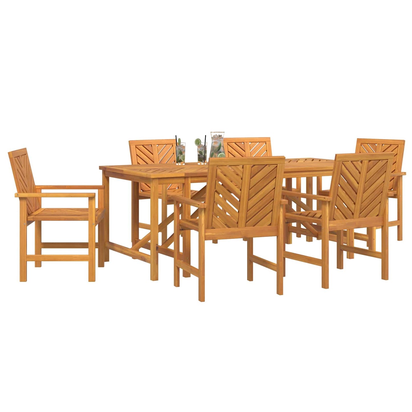 Garten Essgruppe 7 Stk. Braun Massivholz Akazie