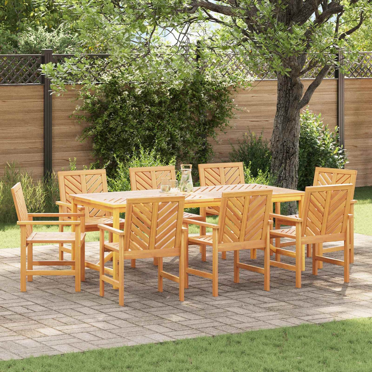 Garten Essgruppe 9 pcs Braun Massivholz Akazie