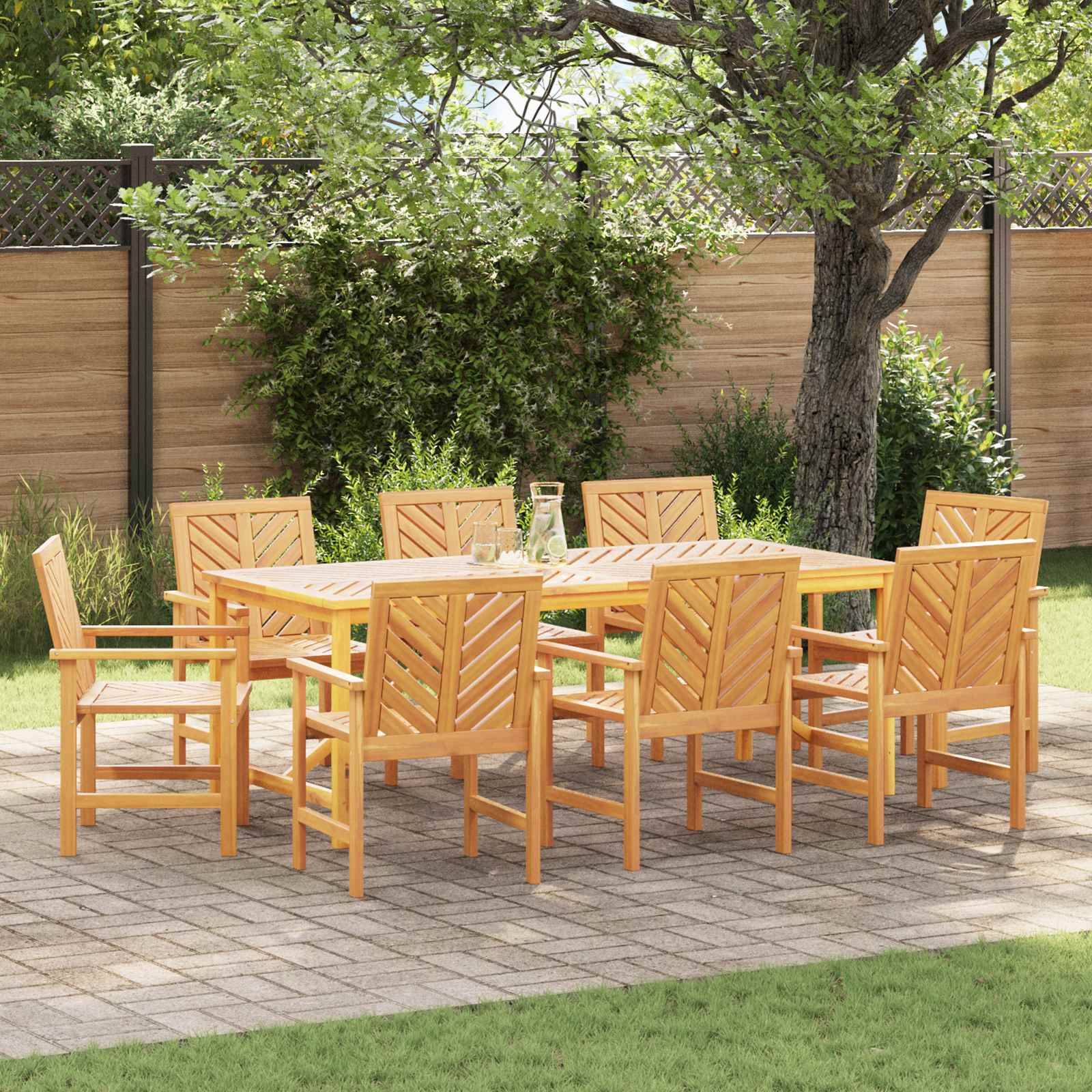 Garten Essgruppe 9 pcs Braun Massivholz Akazie