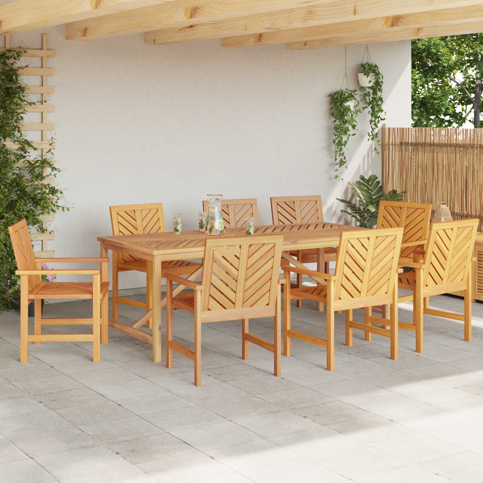 Garten Essgruppe 9 pcs Braun Massivholz Akazie