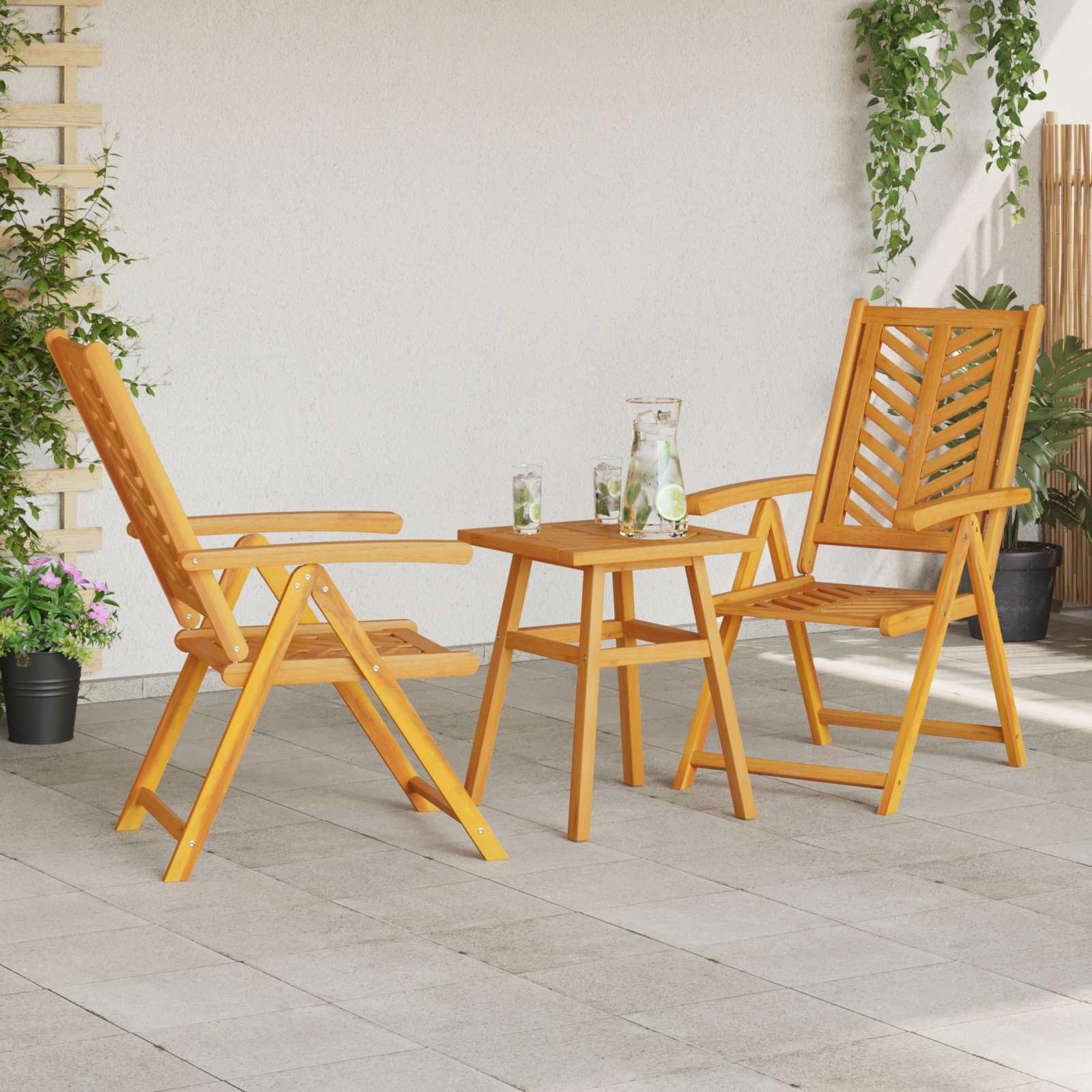 Garten Essgruppe 3 stk. Braun Massivholz Akazie