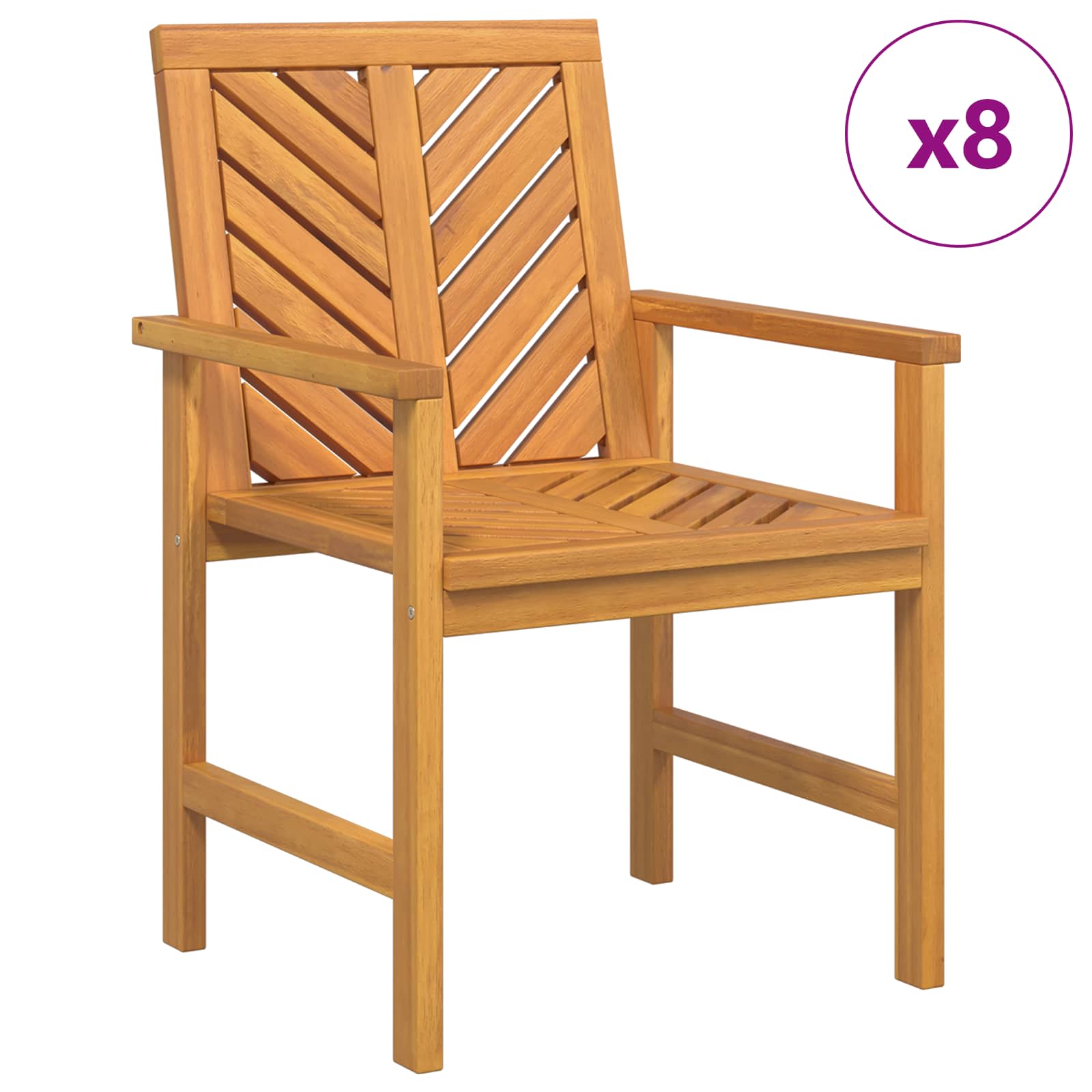 Esszimmerstuhl 8 pcs Natur Massivholz Akazie