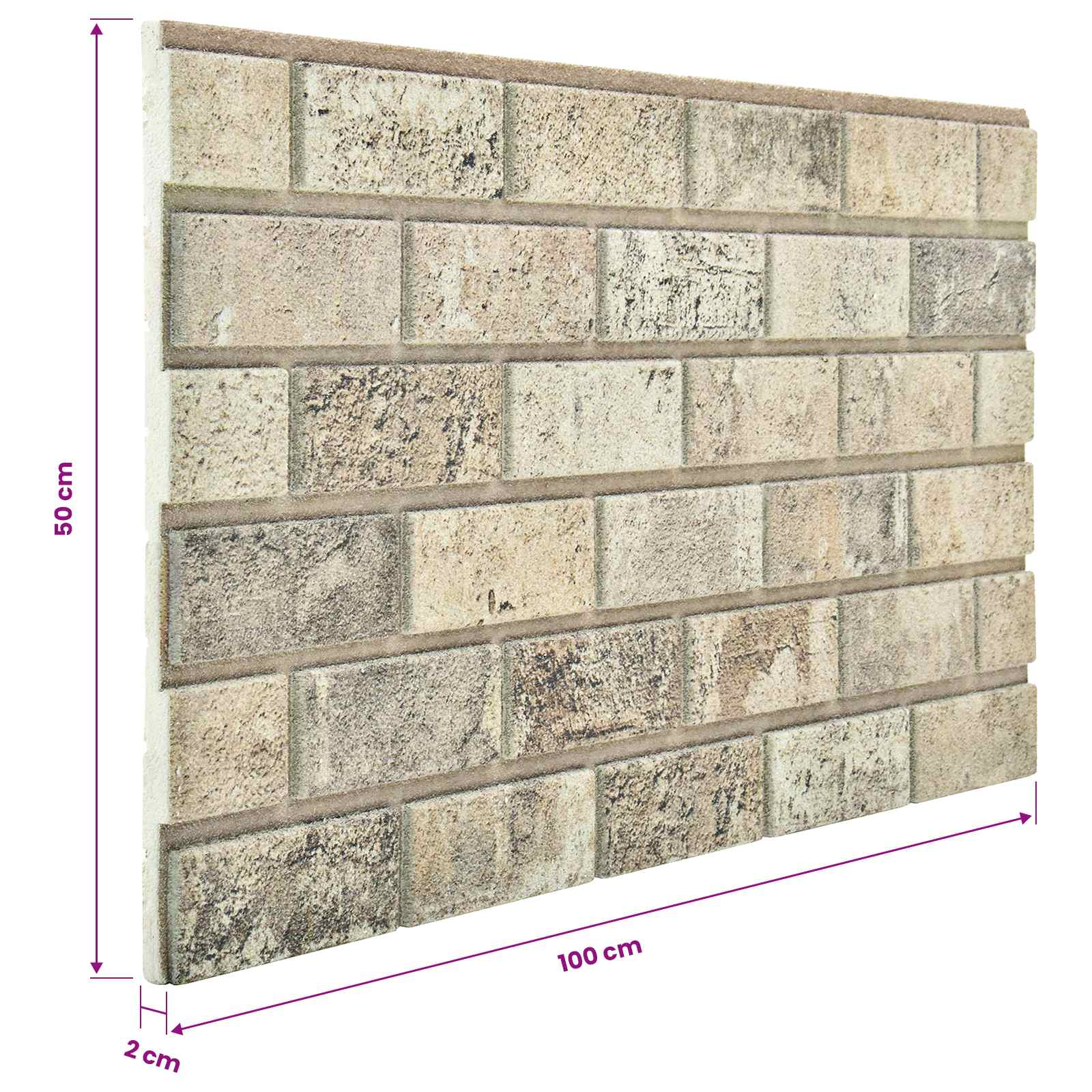 Wandpaneele 10 stk. 100 x 50 cm Sand EPS-Schaum