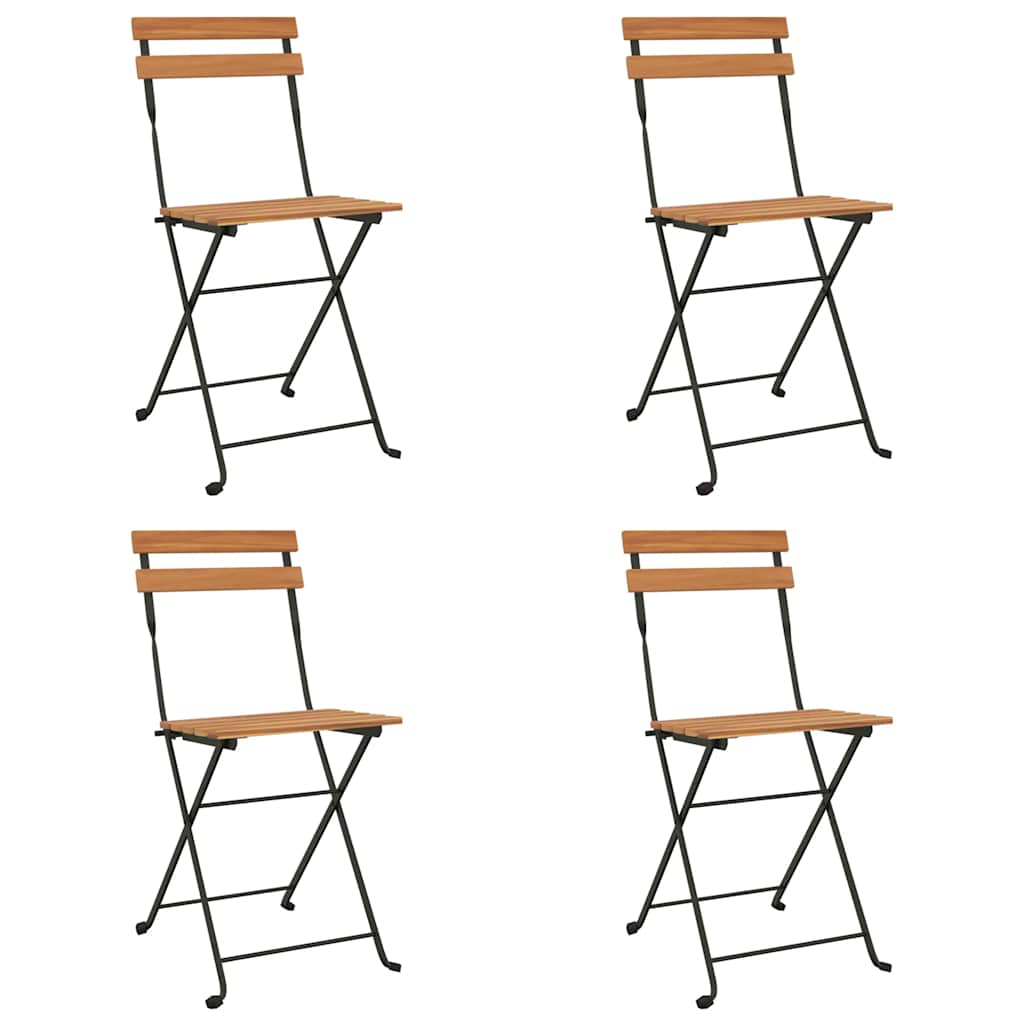 Klappstühle, 4 Stück, Massivholz Teak und Stahl